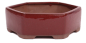 Preview: Bonsai - Schale 6-eckig 19.5 Ø x 6.5 cm rotbraun  22148