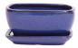 Preview: Bonsai - Schale eckig 16.5 x 12.5  x 7.5 cm , blau, mit Untersetzer 23173