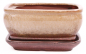 Preview: Bonsai - Schale eckig 16.5 x 13 x 7.7 cm , kupfer / beige , mit Untersetzer 23180