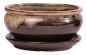 Preview: Bonsai - Schale oval 15.5 x 12.5 x 7.3 cm , braun / beige , mit Untersetzer 23184