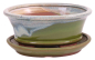 Preview: Bonsai - Schale oval 16 x 12.5 x 7.5 cm , grün / beige , mit Untersetzer 23185
