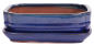 Preview: Bonsai - Schale eckig 22 x 16.5 x 6.5 cm , blaugrün / blau , mit Untersetzer 23202