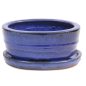 Preview: Bonsai - Schale oval,  16 x 11,5 x 6,5 cm, Blau , mit Untersetzer 23984
