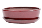 Preview: Bonsai - Schale oval 26.5 x 20 x 7.5 cm mit Untersetzer  bordeauxfarben 31132
