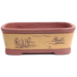 Preview: Bonsai - Schale eckig  40 x 27 x 14 cm, mit Motiven,  braun - beige  40893