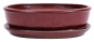 Preview: Bonsai - Schale oval 31 x 25 x 9 cm, bordeaux, mit Untersetzer 41115
