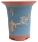 Preview: Bonsai - Kaskadenschale 23,5 x 22 Ø cm, blau-braun, mit Motiv, 50926A