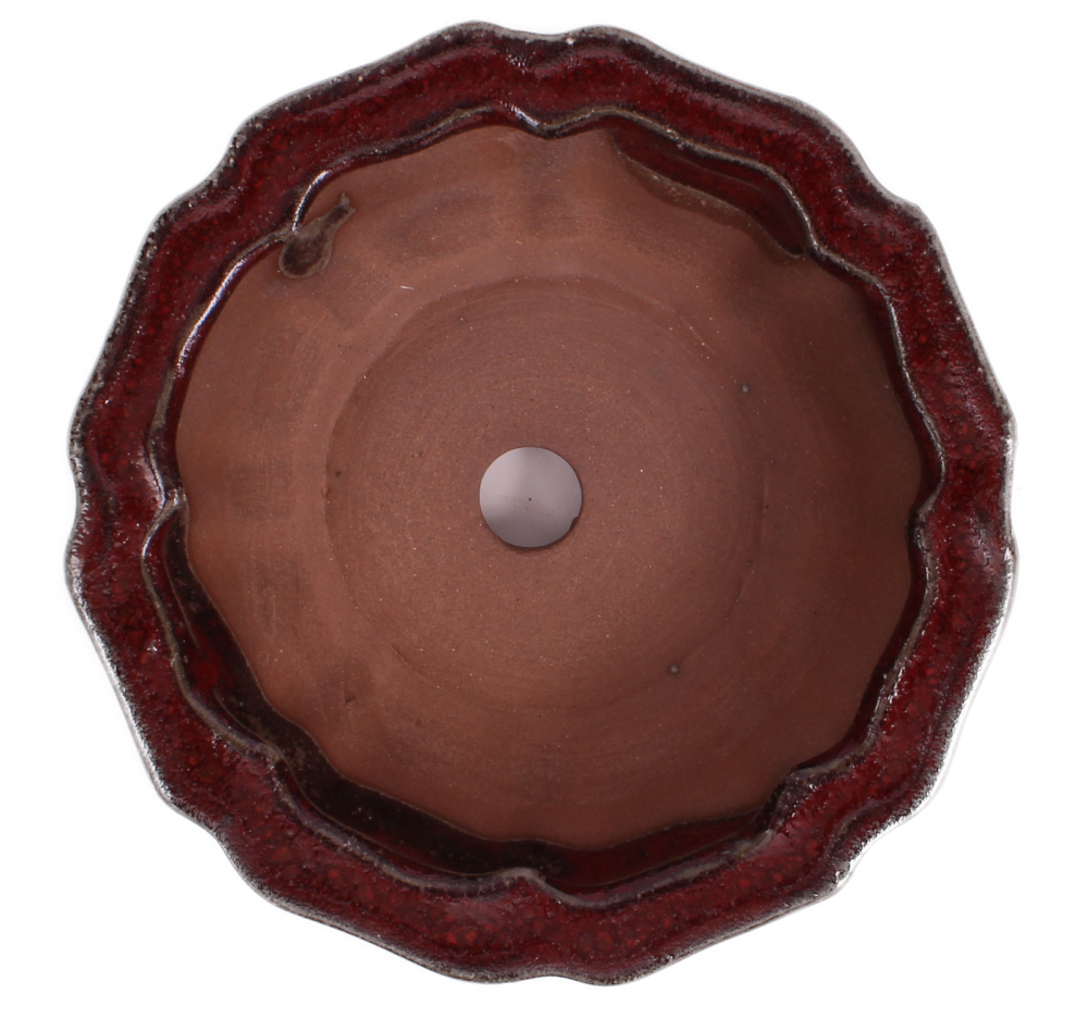 Preview: Bonsai - Schale rund 13.5 Ø x 5 cm bordeaux 15047