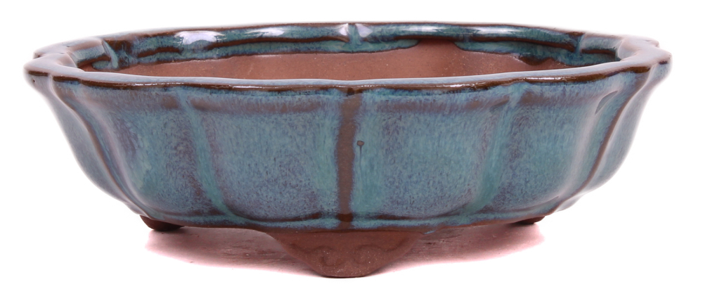 Bonsai - Schale rund 14 Ø x 4 cm grünblau  15048