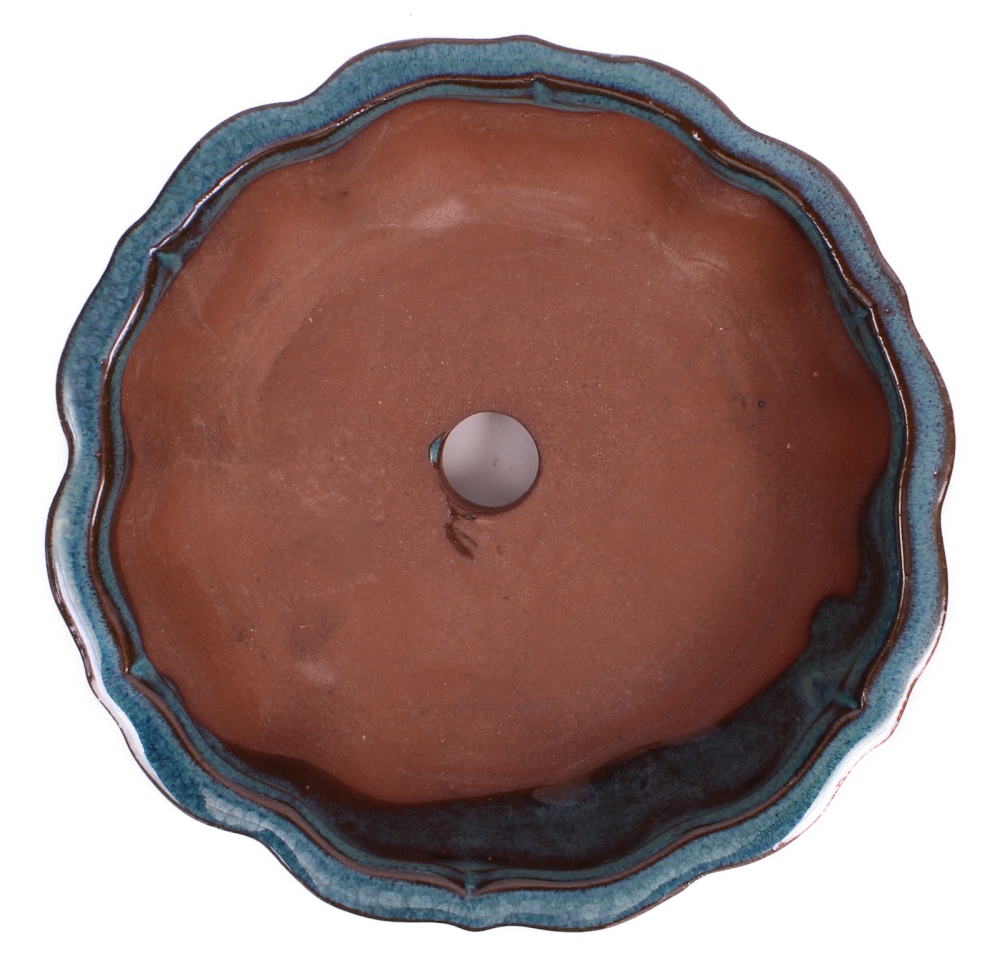 Preview: Bonsai - Schale rund 14 Ø x 4 cm grünblau  15048