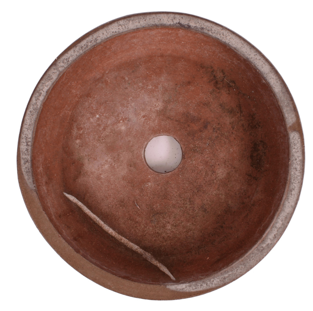 Preview: Bonsaischale Jürgen Hilken rund grau 15,2 × 4,8 cm – handgemacht -  gebraucht 15054