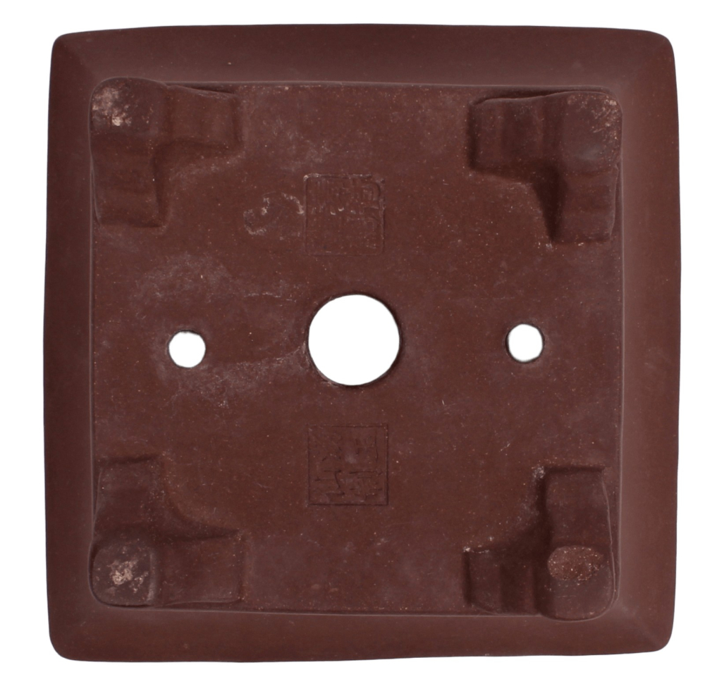 Preview: Bonsai-Schale quadratisch braun unglasiert 13 × 13 × 6,7 cm – gebraucht