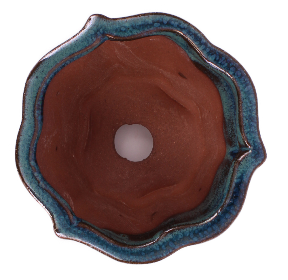 Preview: Bonsai - Schale 9.5 Ø x 5.7 cm  rund grünblau  15313