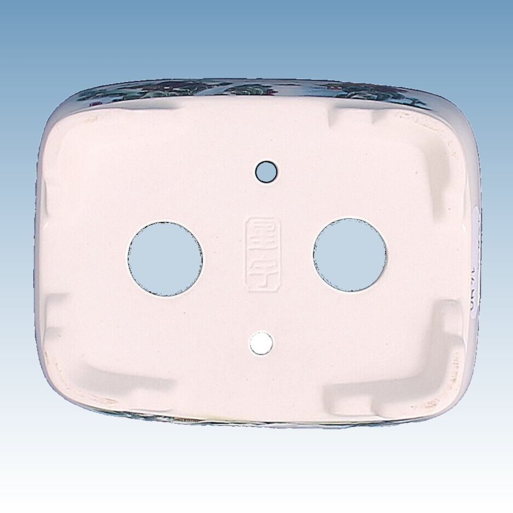 Preview: Bonsai - Schale, Shohinschale  eckig  10,5 x 8,2 x 3,8 cm, weiss mit Motiv   15854