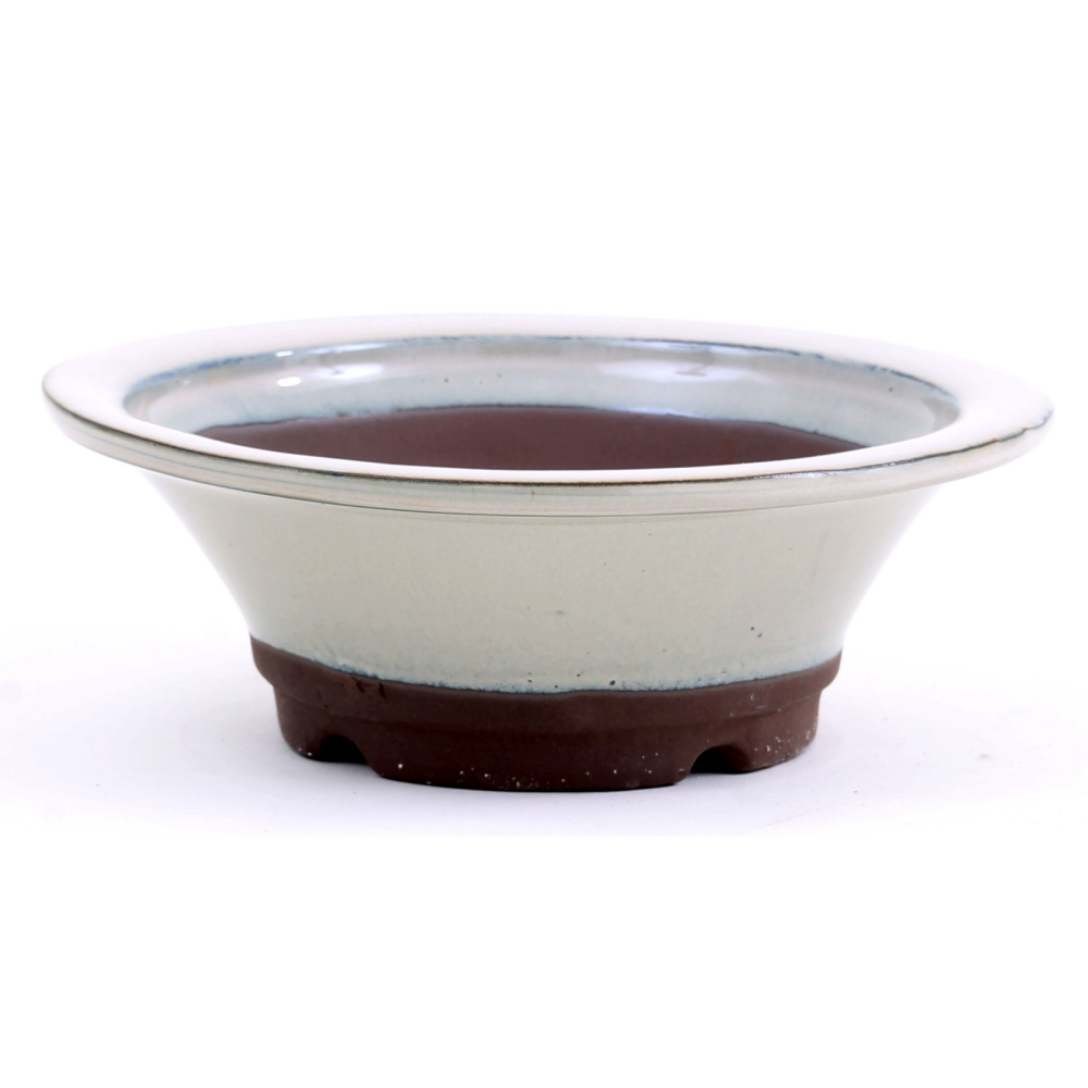 Bonsai - Schale rund 18.5 Ø x 6.5 cm cremefarben frostfest aus Japan 22028