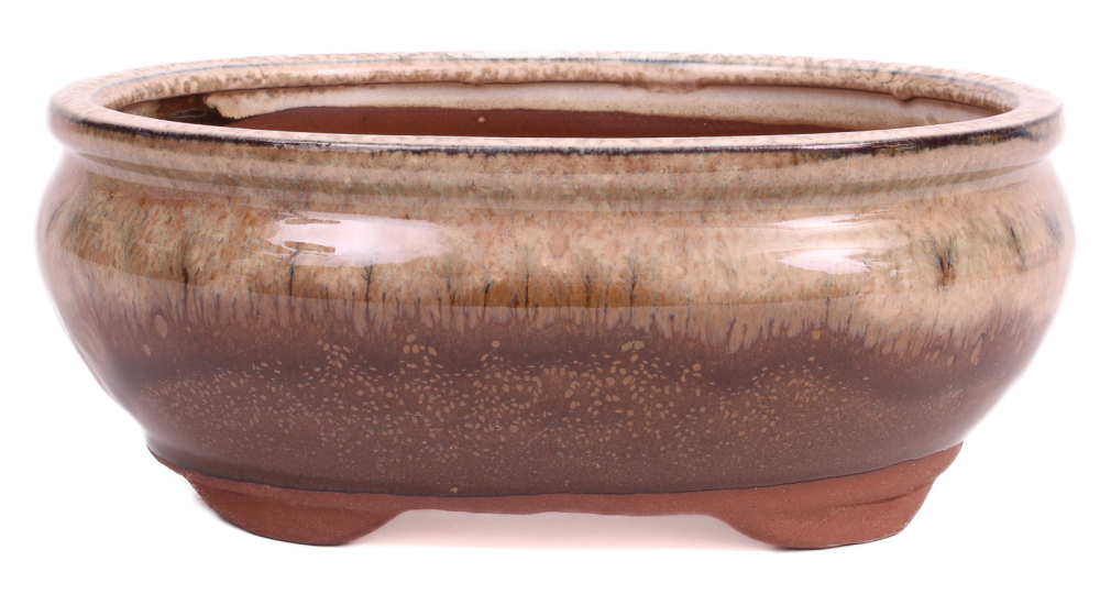 Bonsai - Schale oval 21 x 16.5 x 8 cm , beige / braun  22038
