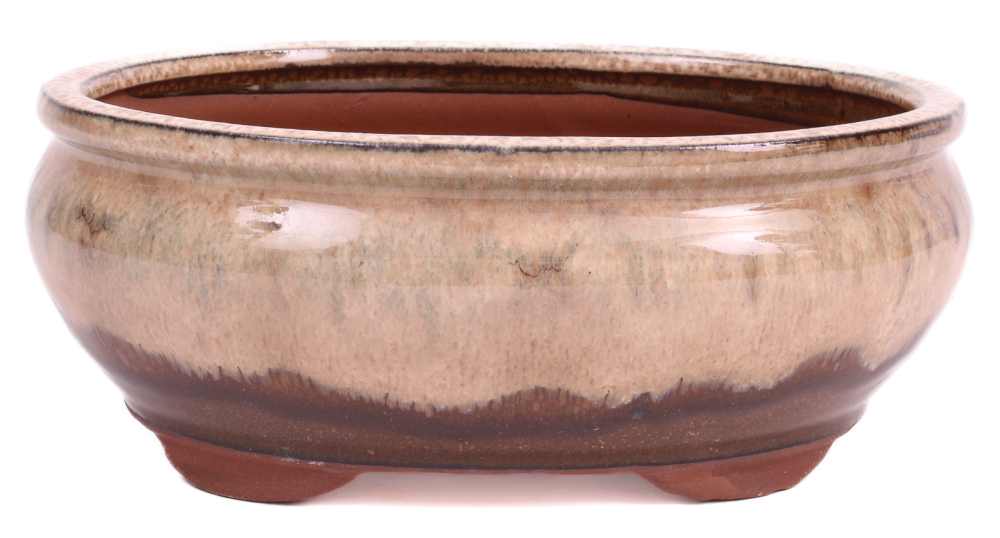 Preview: Bonsai - Schale oval 21 x 16.5 x 8 cm , beige / braun  22038