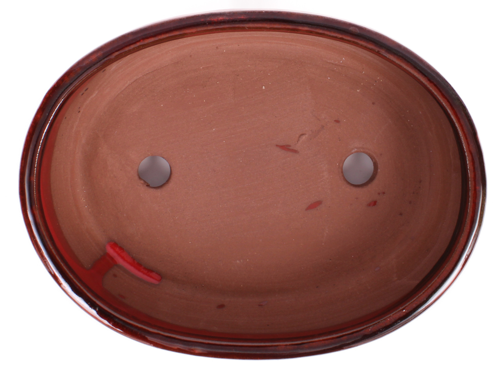 Preview: Bonsai - Schale oval 22 x 16.5 x 6.5 cm , rotbraun  22040
