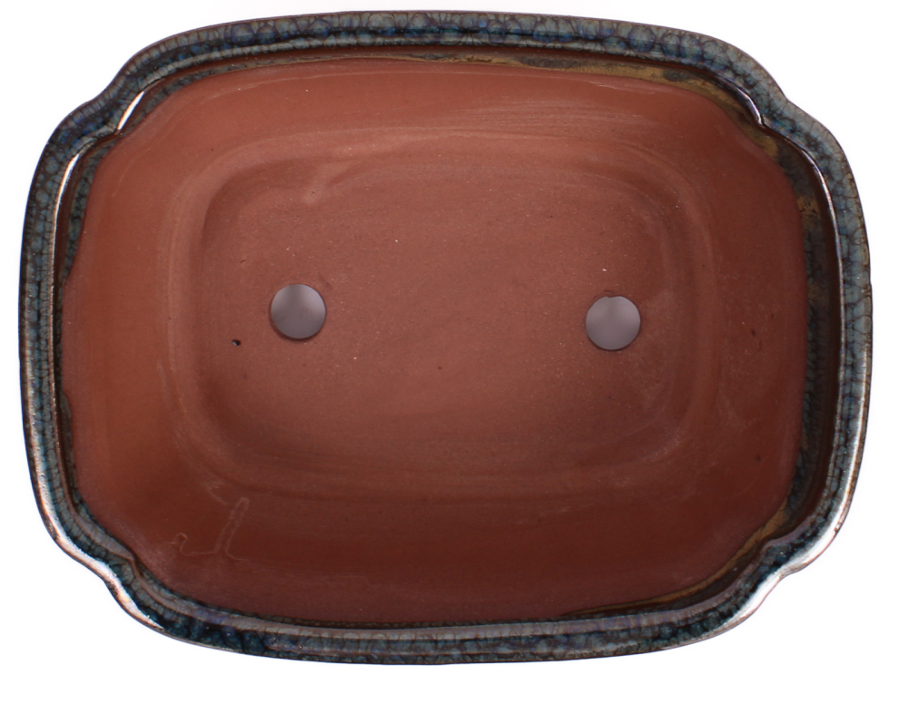 Preview: Bonsai - Schale eckig 21.5 x 17 x 8.5 cm , grünblau / beige  22041