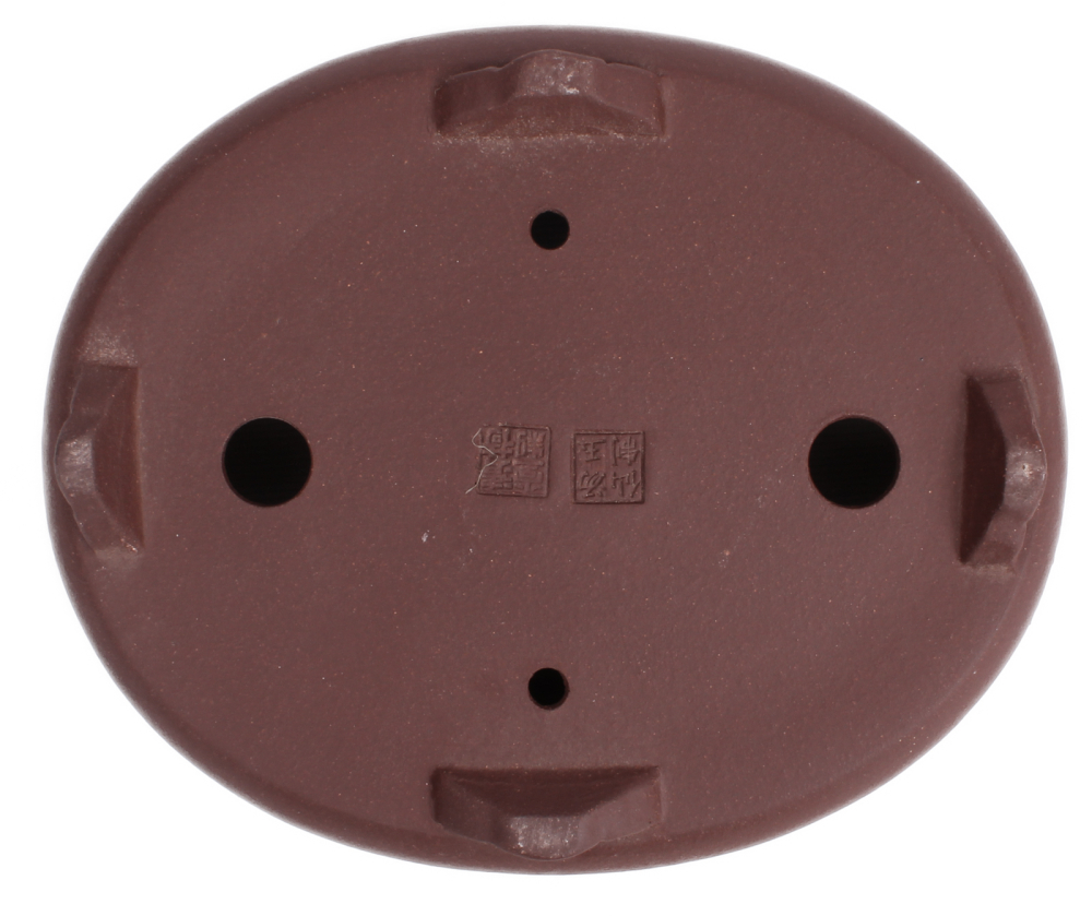 Preview: Bonsai - Schale oval 20.5 x 17 x 6 unglasiert braun frostfest Yixing 22098