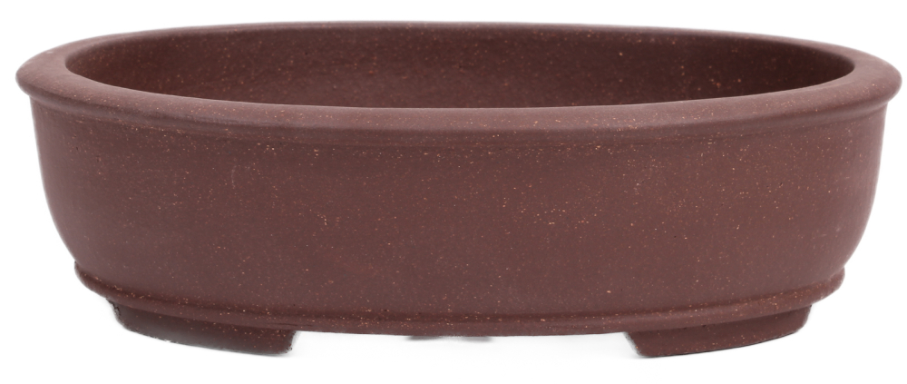 Bonsai - Schale oval 21.5 x 17.5 x 6.5 unglasiert braun frostfest Yixing 22099