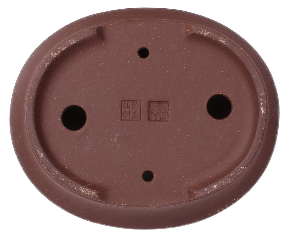 Preview: Bonsai - Schale oval 21.5 x 17.5 x 6.5 unglasiert braun frostfest Yixing 22100