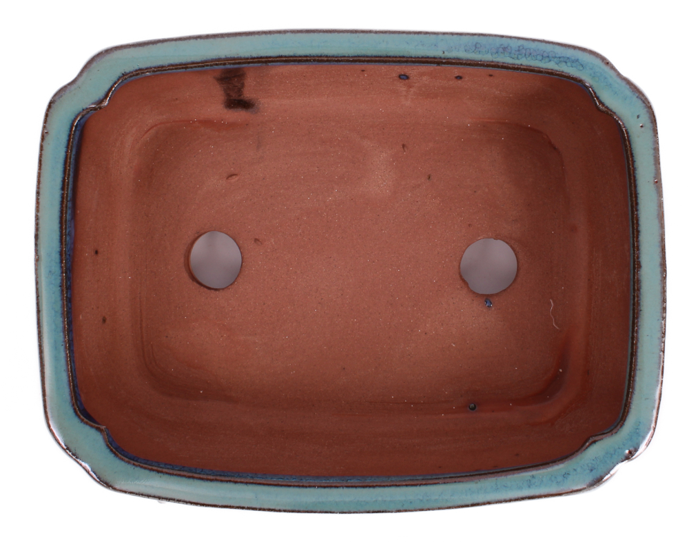 Bonsai - Schale eckig 16 x 12 x 6.7 cm , blau / grün 22132