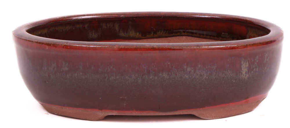 Preview: Bonsai - Schale oval 16 x 12 x 4.8 cm , braun / rot  22136