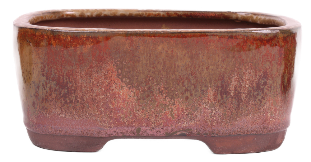 Preview: Bonsai - Schale eckig 16.5 x 13 x 6.8 cm kupfer / beige 22138