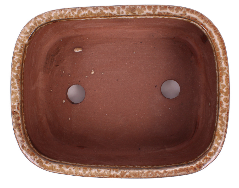 Preview: Bonsai - Schale eckig 16.5 x 13 x 6.8 cm kupfer / beige 22138