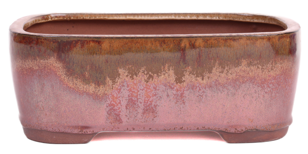 Preview: Bonsai - Schale eckig 21.5 x 16.5 x 8 cm  beige / kupfer 22139