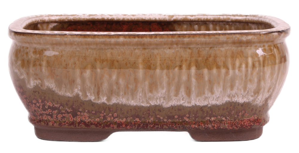 Bonsai - Schale eckig 21.5 x 17 x 8.5 cm , kupfer / beige 22145
