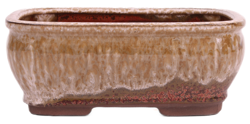 Preview: Bonsai - Schale eckig 21.5 x 17 x 8.5 cm , kupfer / beige 22145