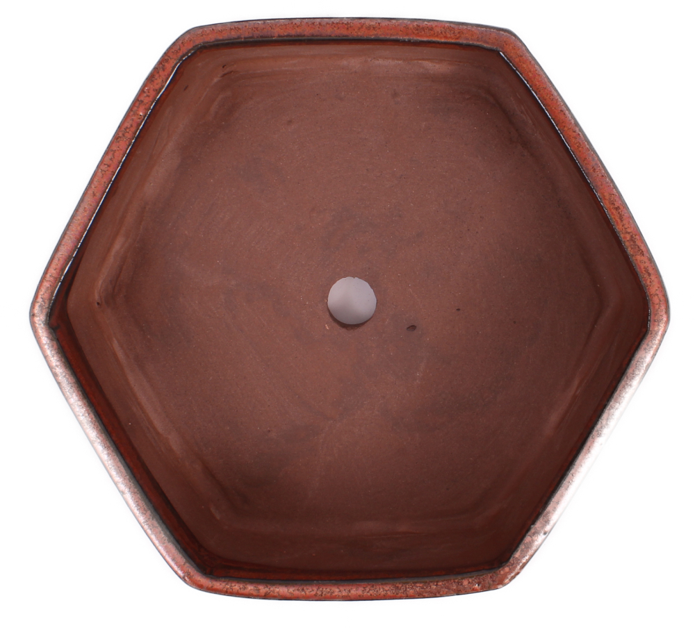 Preview: Bonsai - Schale 6-eckig 19.5 Ø x 6.5 cm kupferfarben  22147