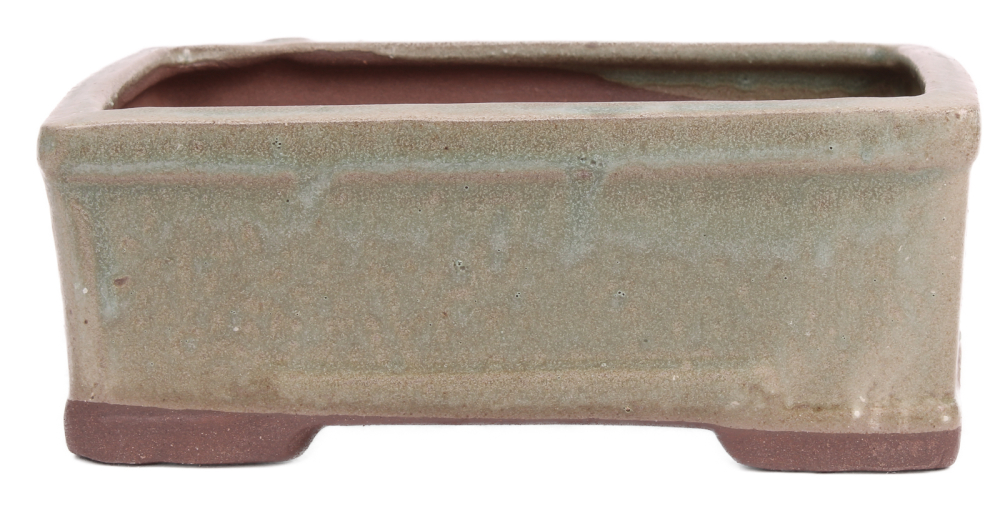 Bonsai - Schale eckig 16 x 12 x 6.5 cm mattgrün  22151