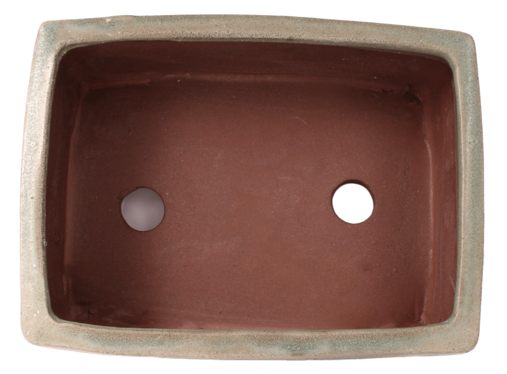 Preview: Bonsai - Schale eckig 16 x 12 x 6.5 cm mattgrün  22151