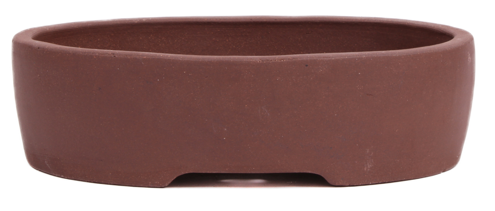 Bonsai - Schale oval 20.5 x 16 x 6 cm unglasiert braun 22157
