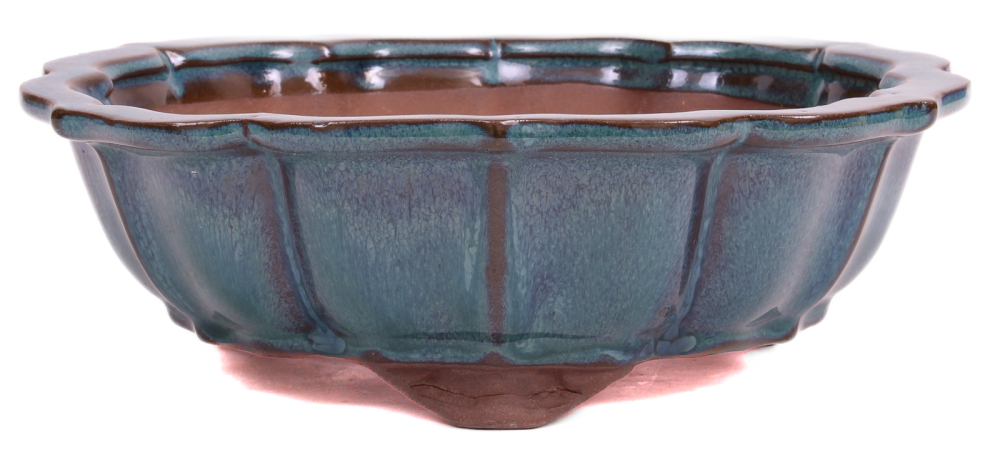 Bonsai - Schale rund 21.5 Ø x 7 cm grünblau  22174
