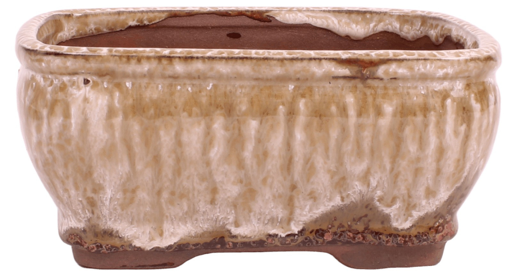 Preview: Bonsai - Schale eckig 16.5 x 13 x 7.7 cm  beige / kupfer  22188
