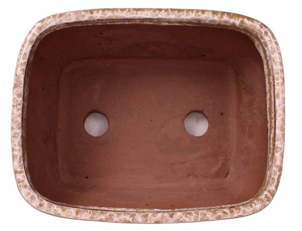 Preview: Bonsai - Schale eckig 16.5 x 13 x 7.7 cm  beige / kupfer  22188