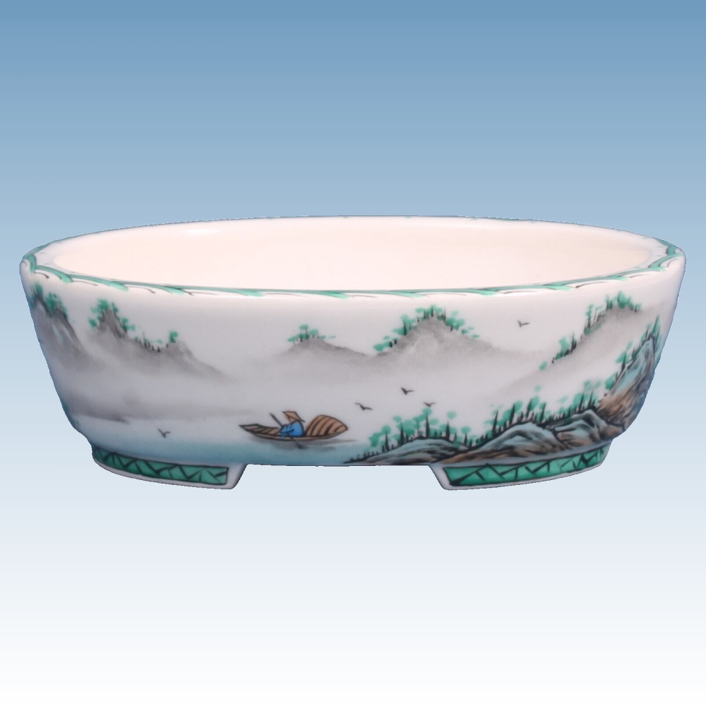 Preview: Bonsai - Schale, oval 16 x 13 x 5 cm, handbemalt  22706