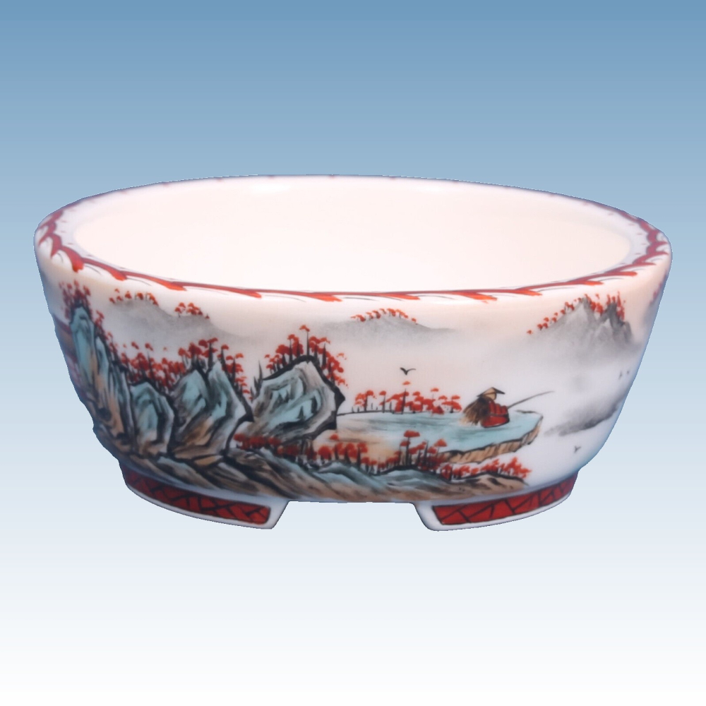 Preview: Bonsai - Schale, oval 16 x 13 x 5 cm, handbemalt  22707