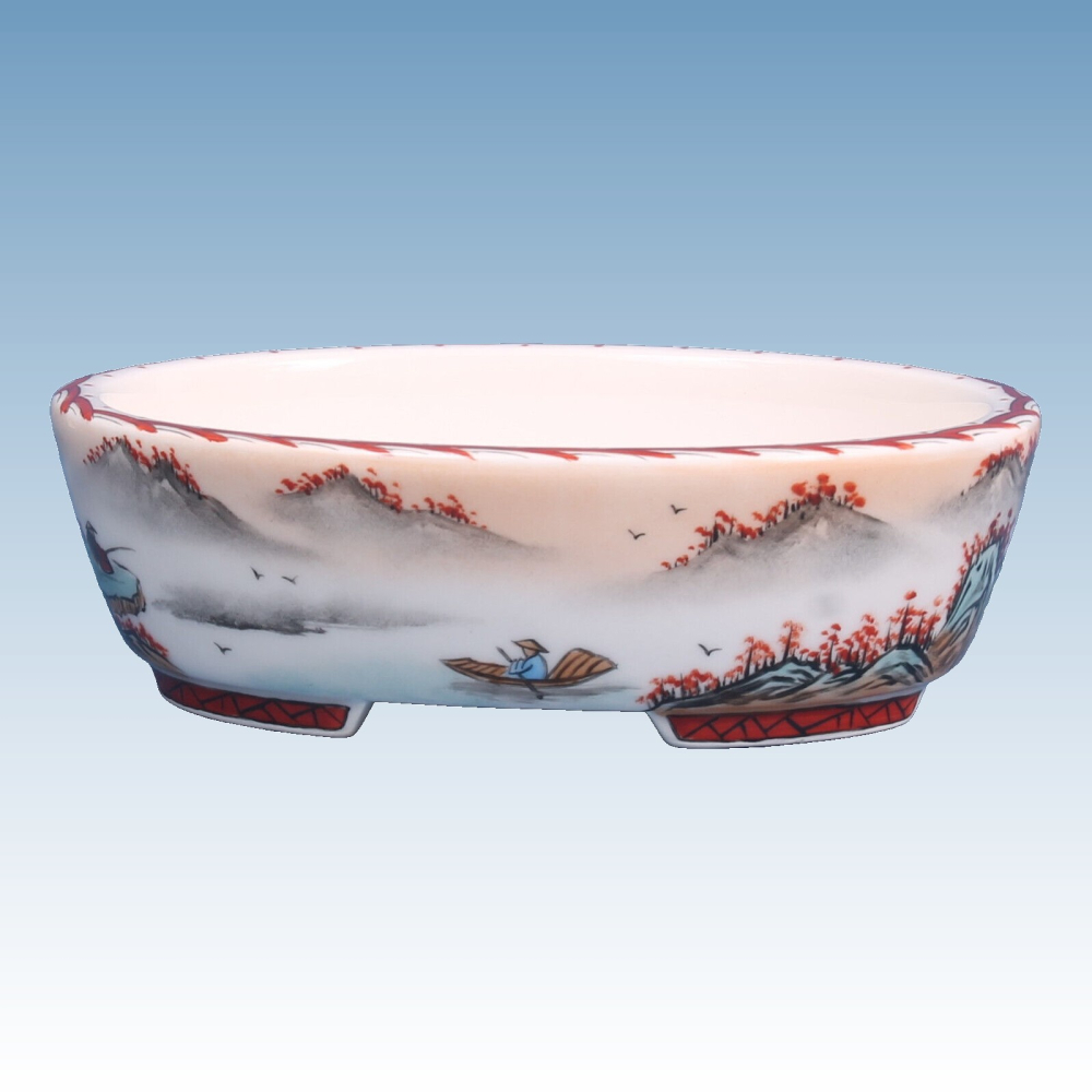 Preview: Bonsai - Schale, oval 16 x 13 x 5 cm, handbemalt  22707