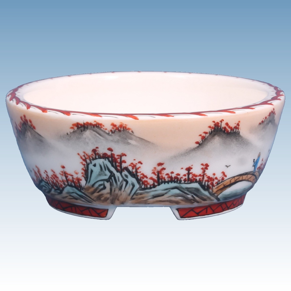 Preview: Bonsai - Schale, oval 16 x 13 x 5 cm, handbemalt  22707