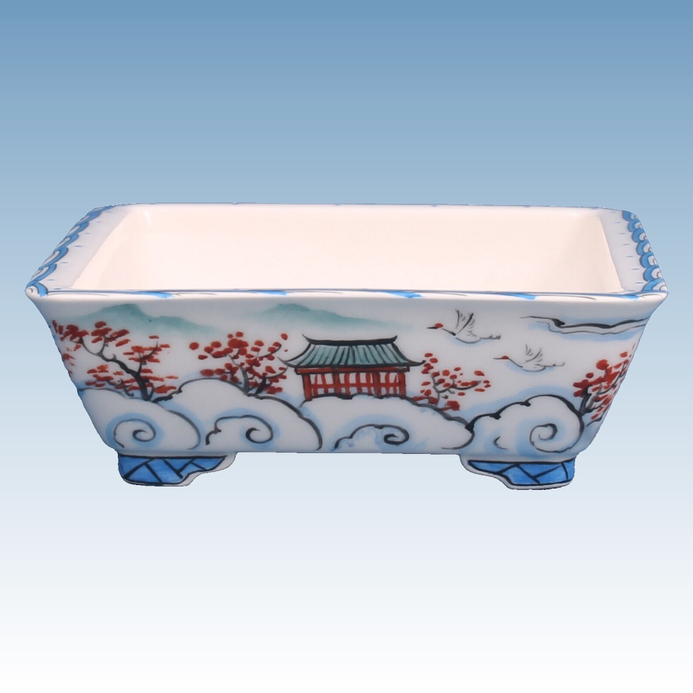 Preview: Bonsai - Schale, eckig 19 x 14,5 x 4,7 cm, handbemalt  22708