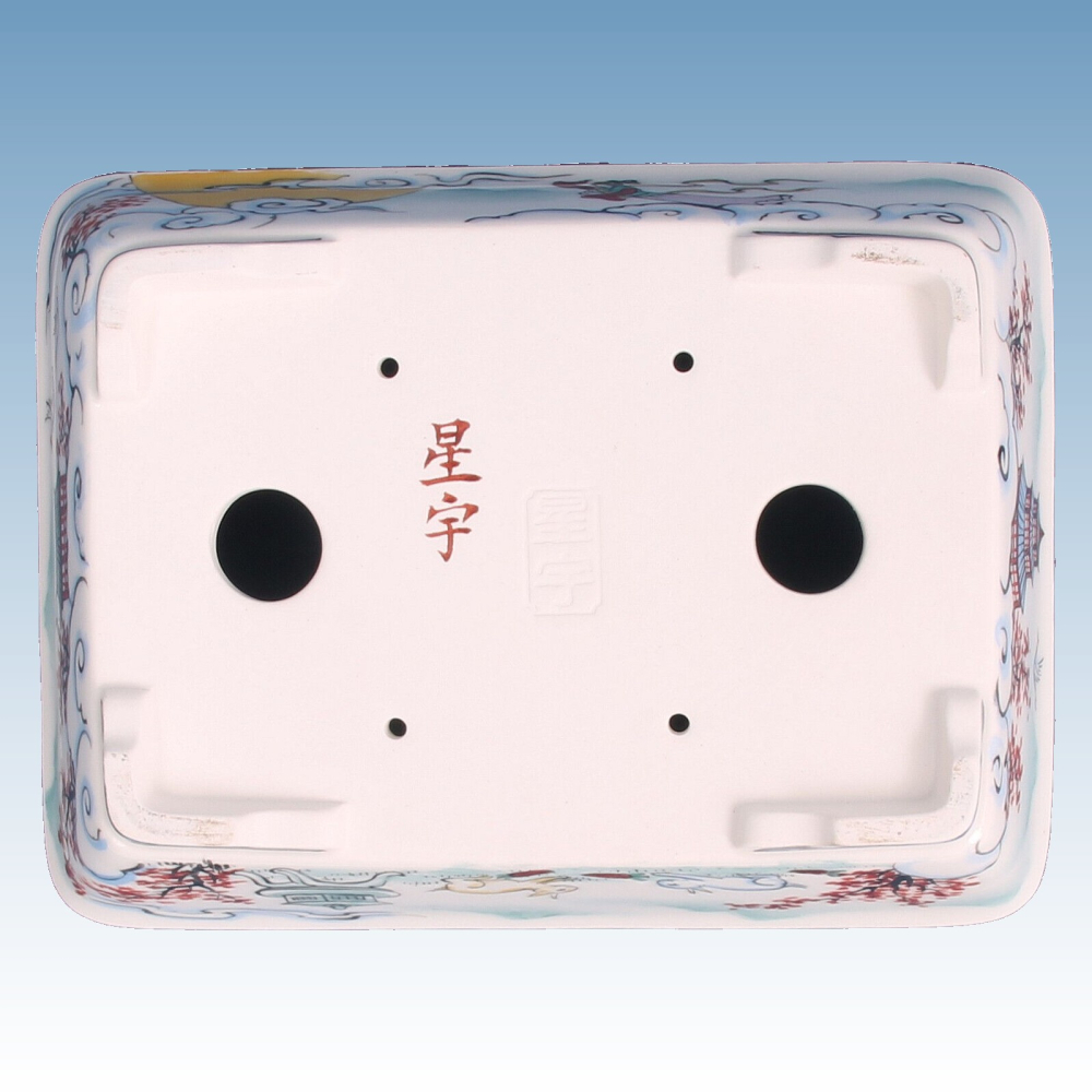 Bonsai - Schale, eckig 19 x 14,5 x 4,7 cm, handbemalt  22708