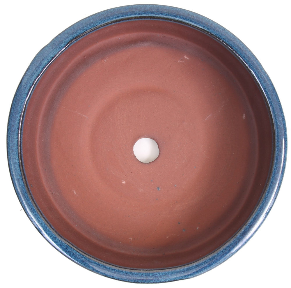 Preview: Bonsai - Schale rund 19 Ø x 5,5  cm, grau - blau, Trommelschale  22974