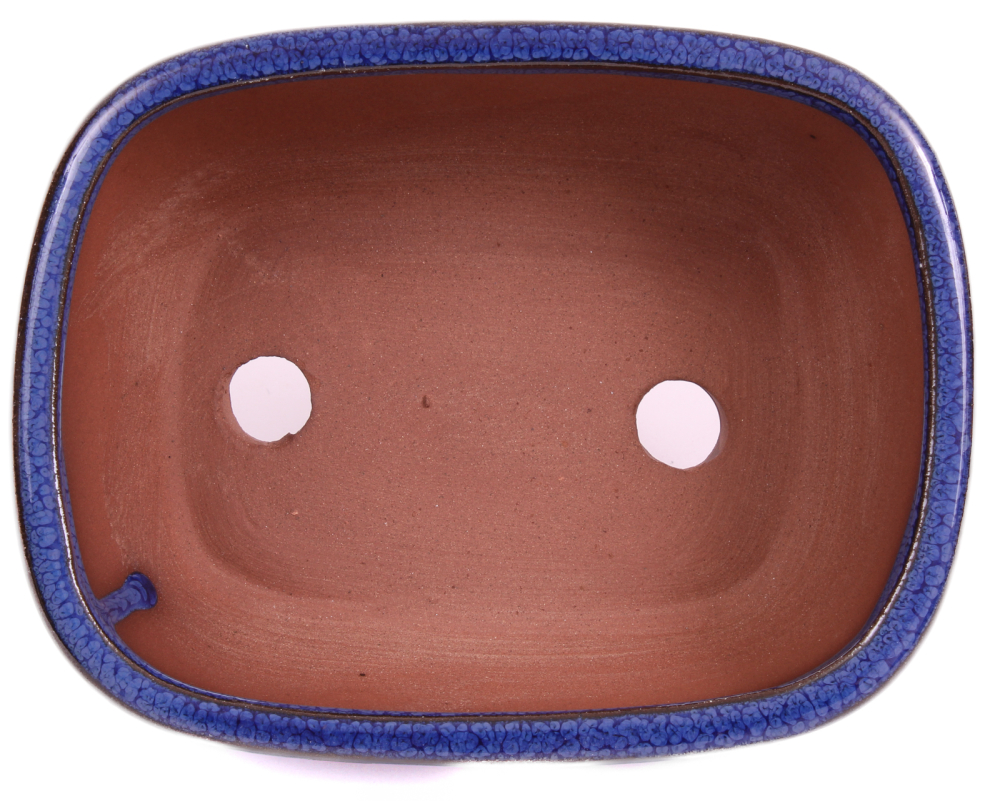 Preview: Bonsai - Schale eckig 16.5 x 12.5  x 7.5 cm , blau, mit Untersetzer 23173