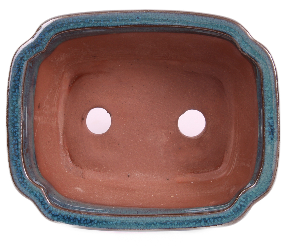 Preview: Bonsai - Schale eckig 16 x 12.5 x 7.5 cm , grün - blau , mit Untersetzer 23176