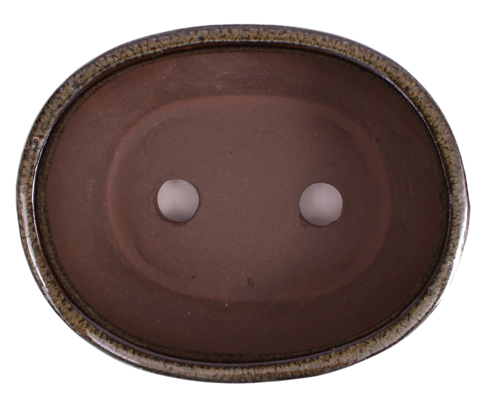 Preview: Bonsai - Schale eckig 16.5 x 12.5  x 7.5 cm braun mit Untersetzer 23178